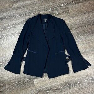 Willi Smith Navy Blue Open Front Bell Sleeve Blazer Size S EUC